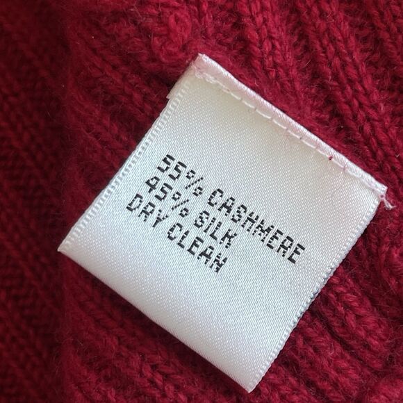 Vintage Talbots Cashmere Silk Ribbed Knit Y2K Cardigan Sweater Red M Holidays - Picture 11 of 15